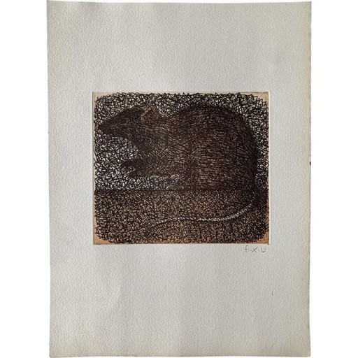 Vintage poster de rat door François-Xavier Lalanne, 2003