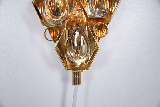 Image 1 of Vintage Messing & kristal wandlamp 60s, Regency brass lamp