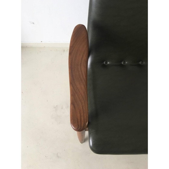 Image 1 of Webe lounge stoel in hout en groen kunstleer, Louis VAN TEEFFELEN - 1960