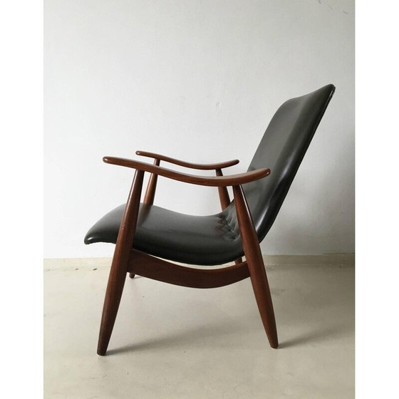 Image 1 of Webe lounge stoel in hout en groen kunstleer, Louis VAN TEEFFELEN - 1960