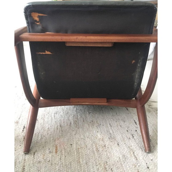 Image 1 of Webe lounge stoel in hout en groen kunstleer, Louis VAN TEEFFELEN - 1960