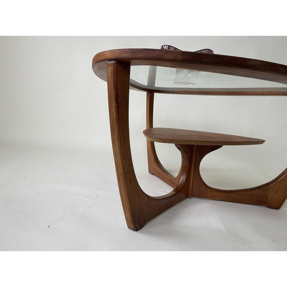 Image 1 of Vintage salontafel van teakhout en glas, UK 1970