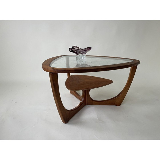 Image 1 of Vintage salontafel van teakhout en glas, UK 1970