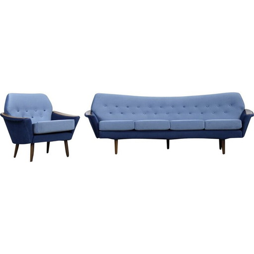 Scandinavische vintage fluwelen woonkamer set voor Holm Fabriker AB, Zweden 1960