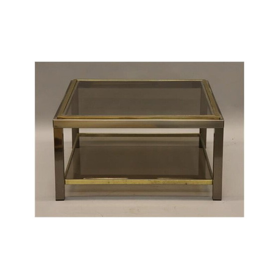 Image 1 of Vintage stalen en messing bijzettafel van Belgo Chrom voor Dewulf, 1970