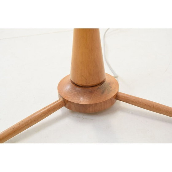 Image 1 of Vintage vloerlamp van glas en hout door Uluv, Tsjecho-Slowakije 1950