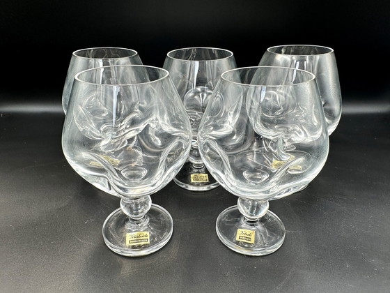 Image 1 of 5 x Friedrich Kristall Cognac Glazen Loodkristal