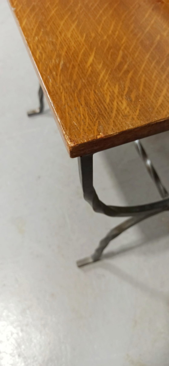Image 1 of Houten tafelblad en smeedijzeren poten Set van Nesting Tables