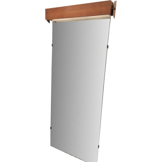 Image 1 of Scandinavische vintage teakhouten spiegel met verlichting, 1970