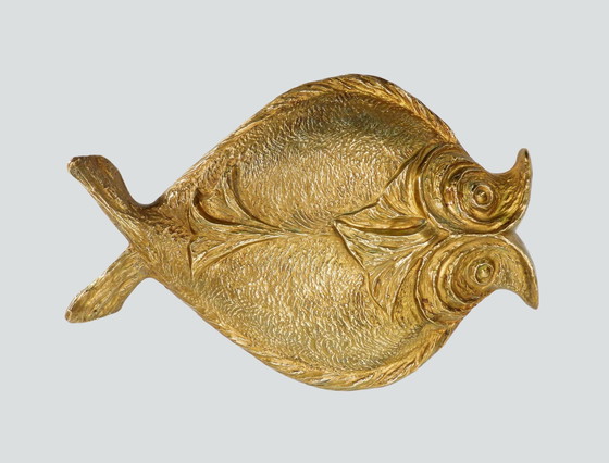 Image 1 of Bronzen vis wandsculptuur Chrystiane Charles voor Maison Charles 1970