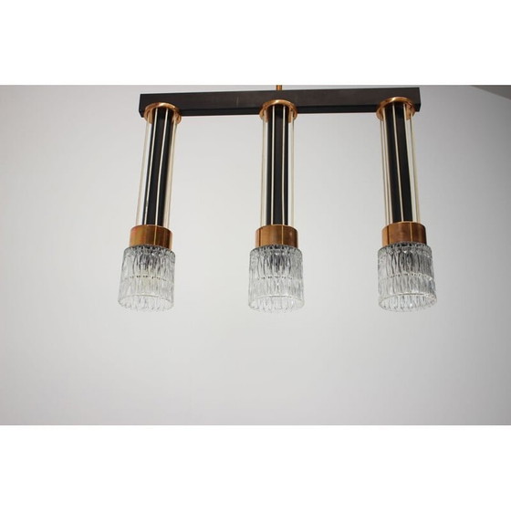 Image 1 of Vintage metalen kroonluchter van Drukov, Tsjecho-Slowakije 1970