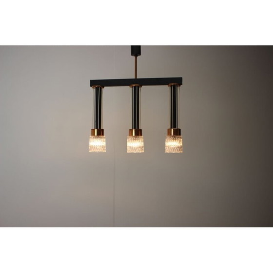 Image 1 of Vintage metalen kroonluchter van Drukov, Tsjecho-Slowakije 1970