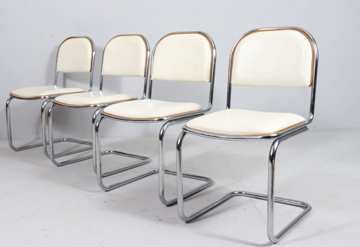  Set van 4 sledestoelen in Bauhaus-stijl, Italië, jaren 1970