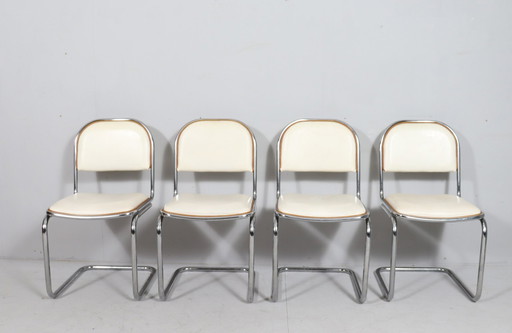  Set van 4 sledestoelen in Bauhaus-stijl, Italië, jaren 1970