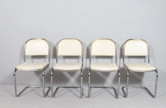 Image 1 of  Set van 4 sledestoelen in Bauhaus-stijl, Italië, jaren 1970