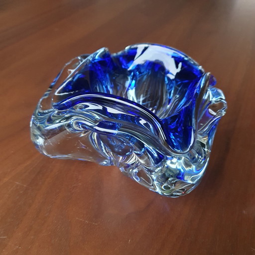 Kobaltblauwe asbak van Murano glas 1960