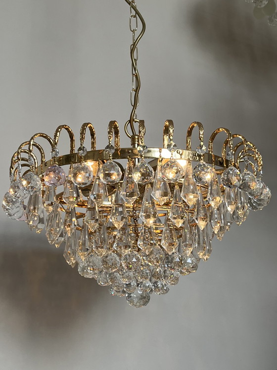 Image 1 of Swarovski gemerkte kroonluchter hanglamp kristallen bollen Louis LX