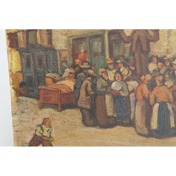 Image 1 of Vintage schilderij patroon "Veiling van een huis" door Ernst Crasse, Duitsland 1920