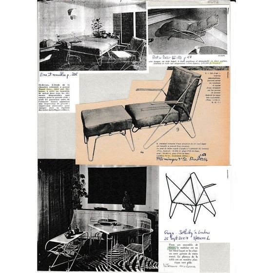 Image 1 of Rode stoel in beige gelakt metaal, Raoul GUYS - 1950