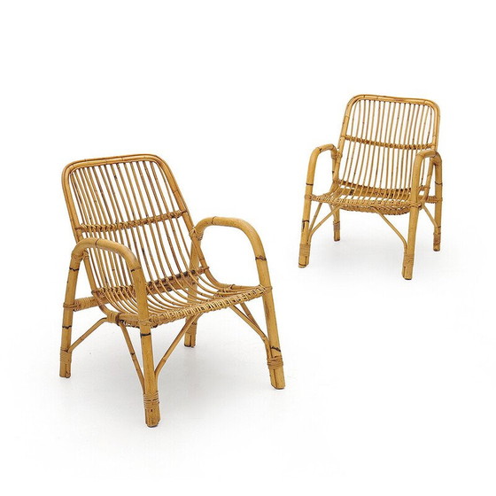 Image 1 of Paar vintage rotan fauteuils, jaren 1960