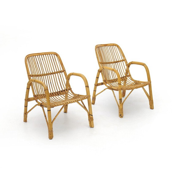 Image 1 of Paar vintage rotan fauteuils, jaren 1960