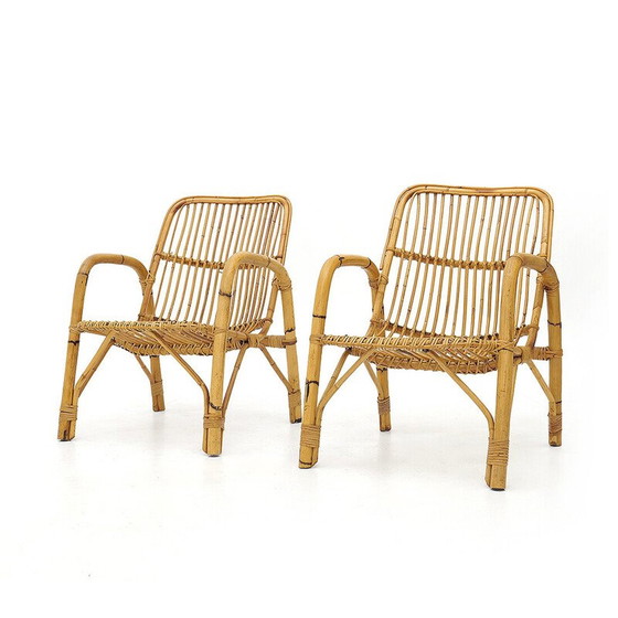Image 1 of Paar vintage rotan fauteuils, jaren 1960
