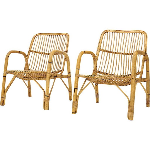 Paar vintage rotan fauteuils, jaren 1960