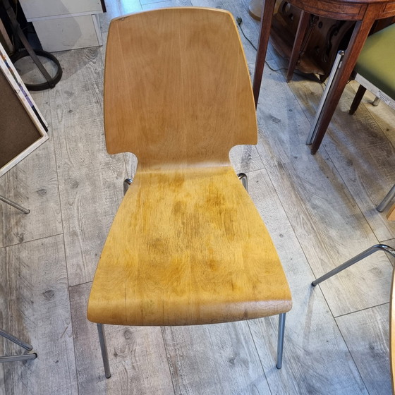 Image 1 of 2x Mid Century Moderne Houten Stoelen