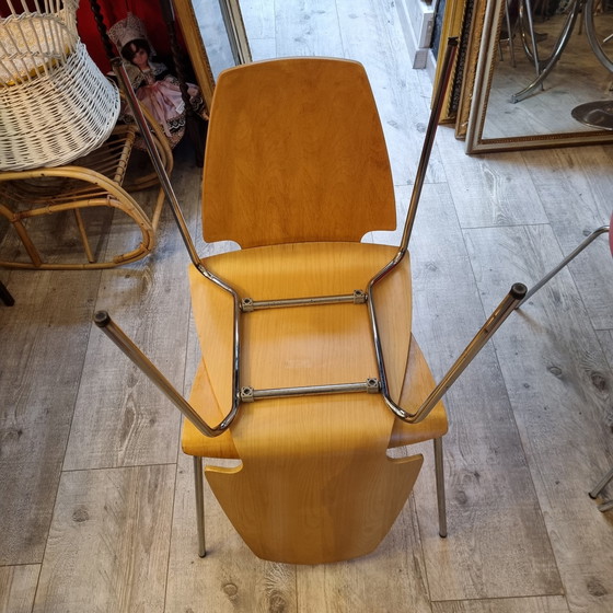 Image 1 of 2x Mid Century Moderne Houten Stoelen