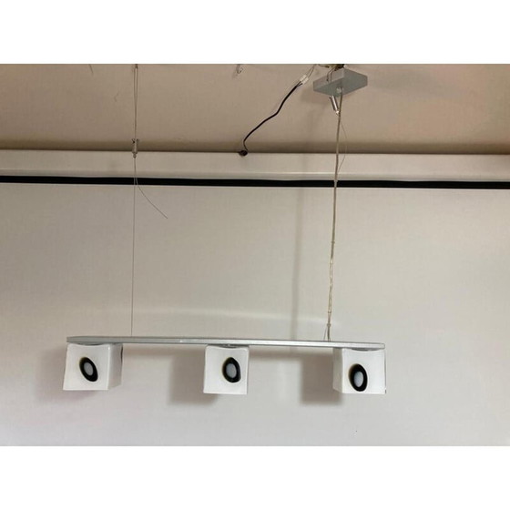 Image 1 of Vintage verstelbare hanglamp van Murano glas, verchroomd metaal en staal voor The Luce, Italië jaren 1990