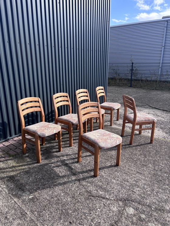 Image 1 of 6 X Vintage Eetkamerstoelen Deens 