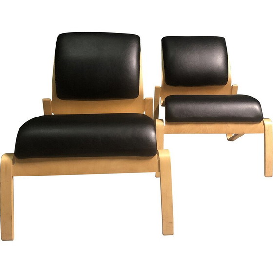 Image 1 of Paar vintage berkenmultiplex fauteuils van Nadin door Hans Peter Weidmann voor Artek, 1990
