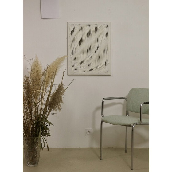 Image 1 of Eigentijds vintage textuurschilderij met golfeffect