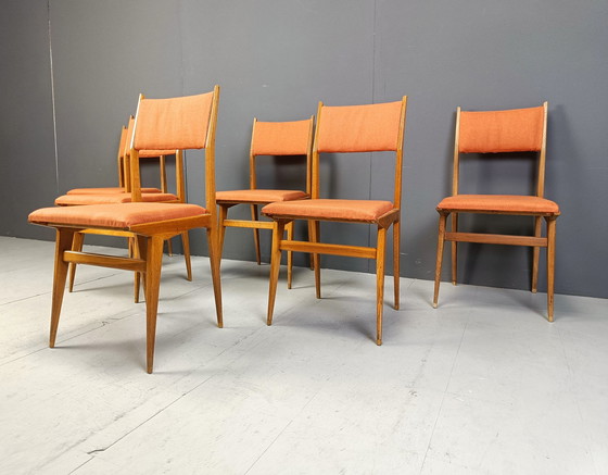 Image 1 of Mid Century Italiaanse eetkamerstoelen, 1950S