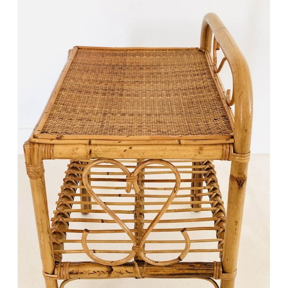 Image 1 of Vintage rotan bijzettafel, Italië 1960