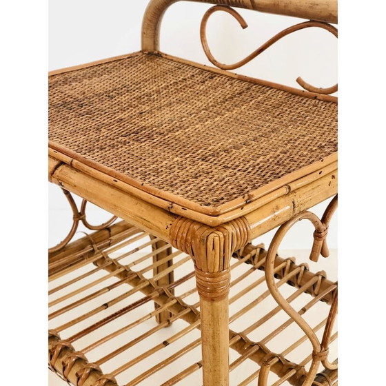 Image 1 of Vintage rotan bijzettafel, Italië 1960