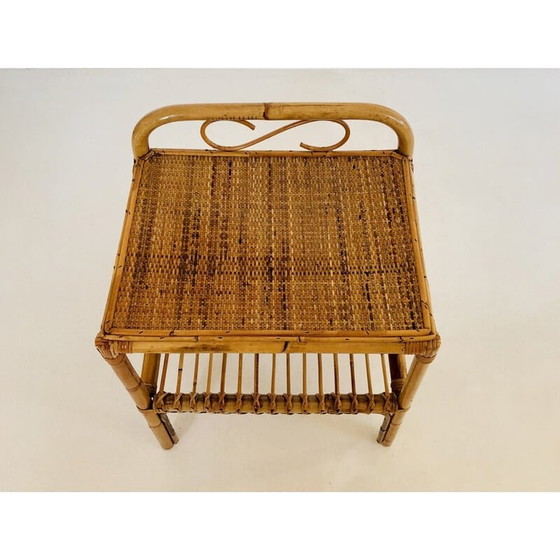 Image 1 of Vintage rotan bijzettafel, Italië 1960