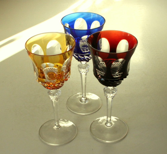 Image 1 of 3 Roemer wijnglazen Nachtmann loodkristal geflatteerd glas - Vintage