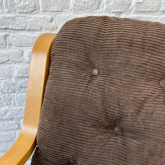 Image 1 of Fauteuil hout – bruin corduroy | jaren ’70 