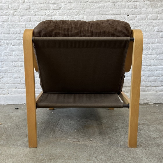 Image 1 of Fauteuil hout – bruin corduroy | jaren ’70 