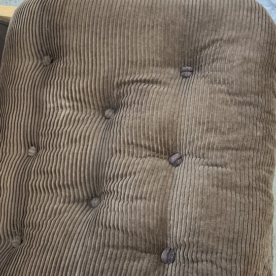 Image 1 of Fauteuil hout – bruin corduroy | jaren ’70 