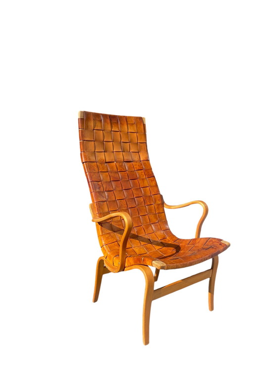 Image 1 of Eva Leather Woven High Back Lounge Chair By Bruno Mathsson