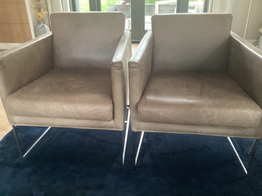 2x Bert Plantagie Pallas Fauteuils Bruin Leer