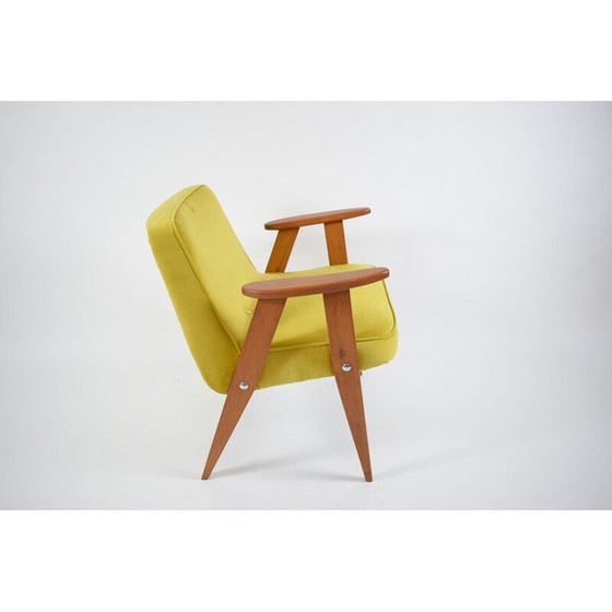 Image 1 of Vintage Fauteuil 366 ontworpen door beroemde J. Chierowski geel fluweel 1962
