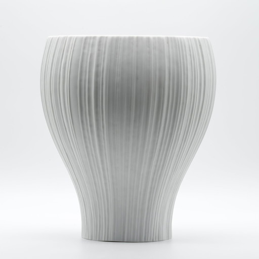 Xl Martin Freyer Rosenthal Studio-Line Iconic Plissée Bisque Porseleinen Vaas 27Cm