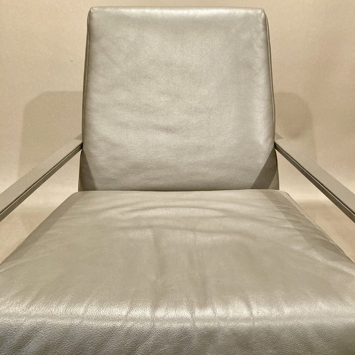 Stalen en lederen design fauteuil 1970.