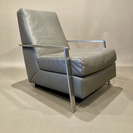 Image 1 of Stalen en lederen design fauteuil 1970.