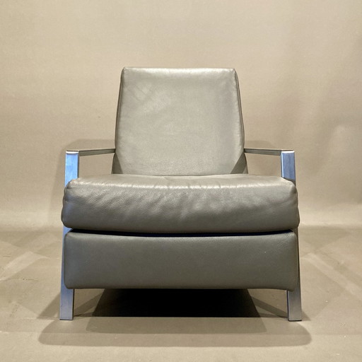 Stalen en lederen design fauteuil 1970.