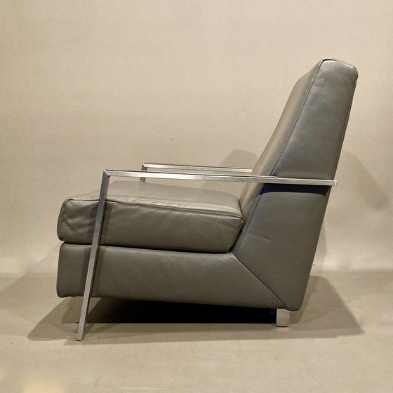 Image 1 of Stalen en lederen design fauteuil 1970.