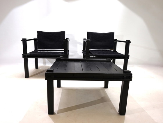 Image 1 of Bofinger Set van 2 Boeren Loungestoelen Met Tafel Door Gerd Lange, 1960